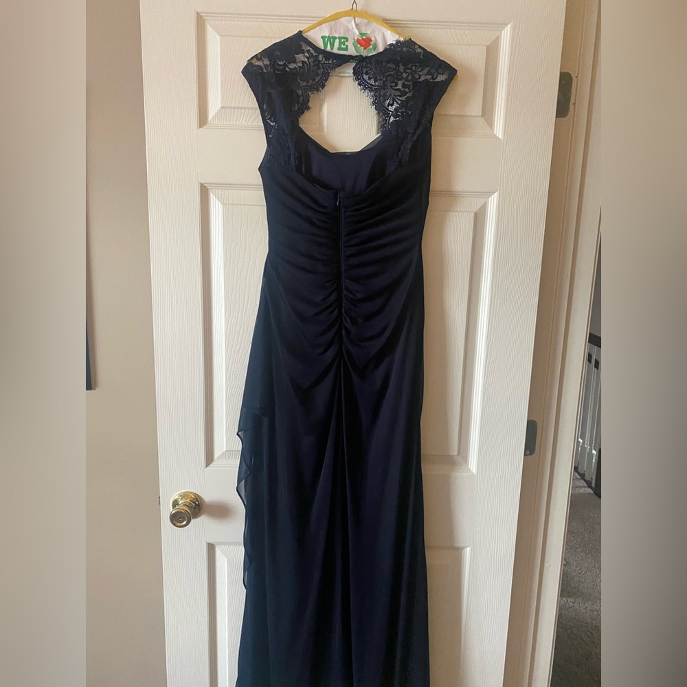 Navy, floor length gown